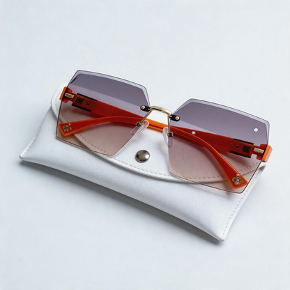 Rimless Square Cut Edge Sunglasses