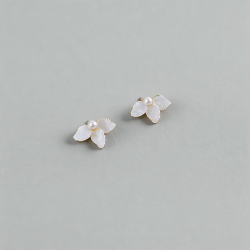 Boho Flower Petal Shape Pearl Tassel Earrings