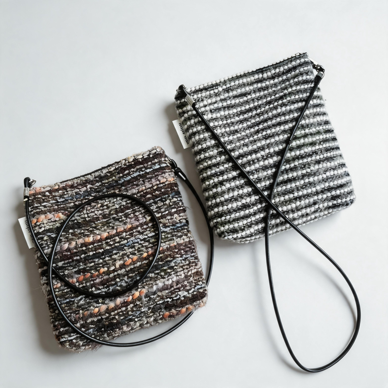 Minimalist Vintage Striped Woolen Crossbody Pouch