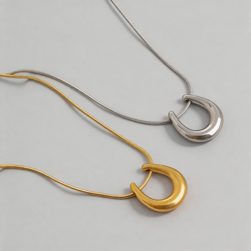 Minimalist Stone Geometric U-Shaped Light Necklace