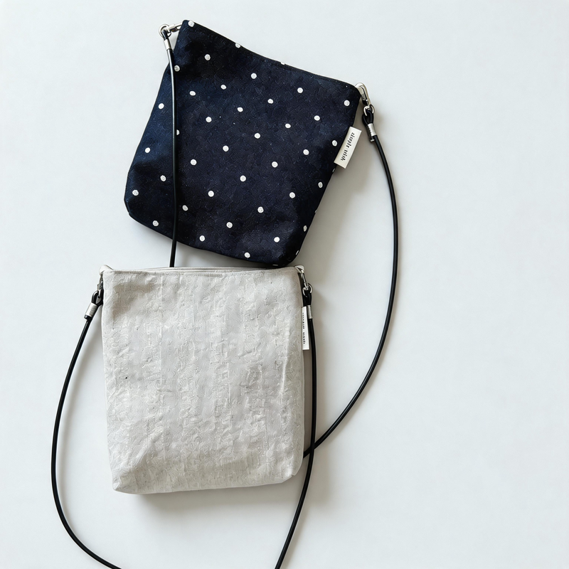 Vintage Minimal Striped Denim Linen Crossbody Bag