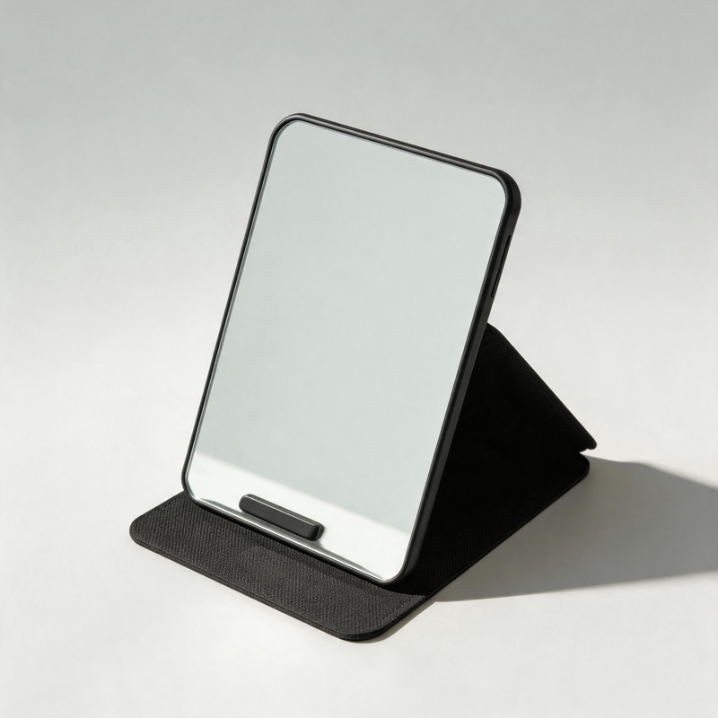 Everyday PU Leather Floral Desktop Foldable Mirror