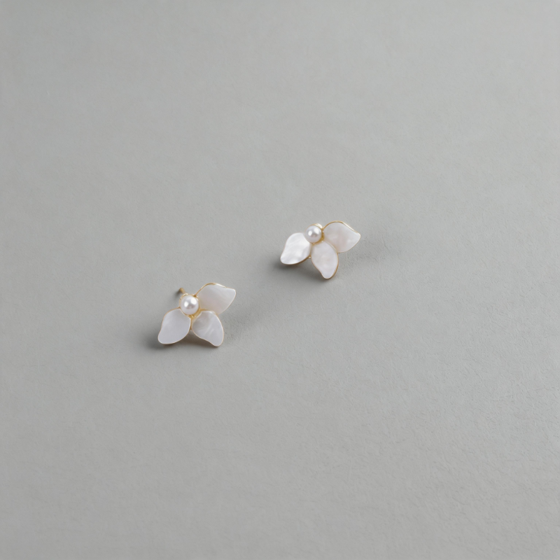 Boho Flower Petal Shape Pearl Tassel Earrings