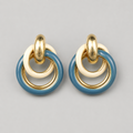 Textured Stone Twisted Geometric Circles Glaze Earrings