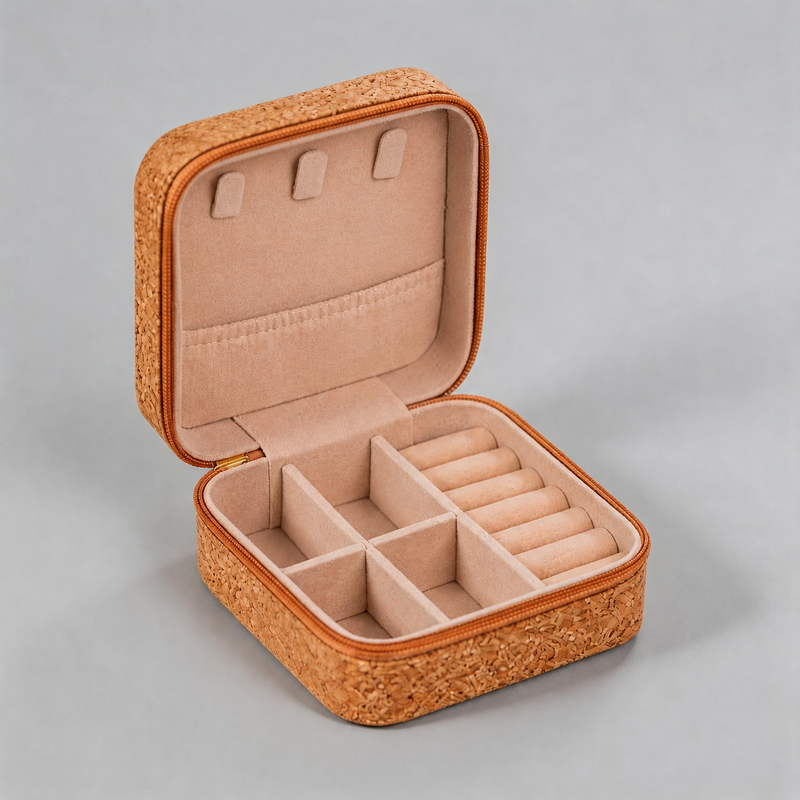 Durable Cork-Textured Jewelry Box