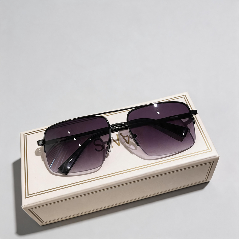 Men’s Half-Rim Square Driving Fashion Sunglasses