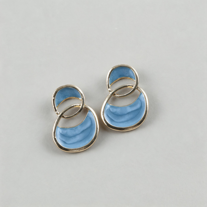 Matte Geometric French Blue Light Luxury Earrings