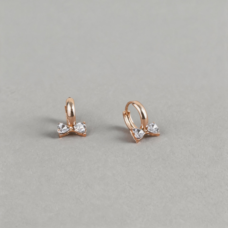 Minimalist Geometric Bow Knot Zircon Inlay Earrings