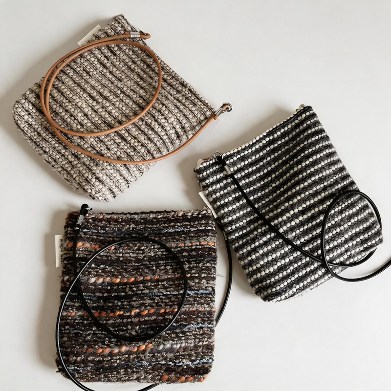 Minimalist Vintage Striped Woolen Crossbody Pouch