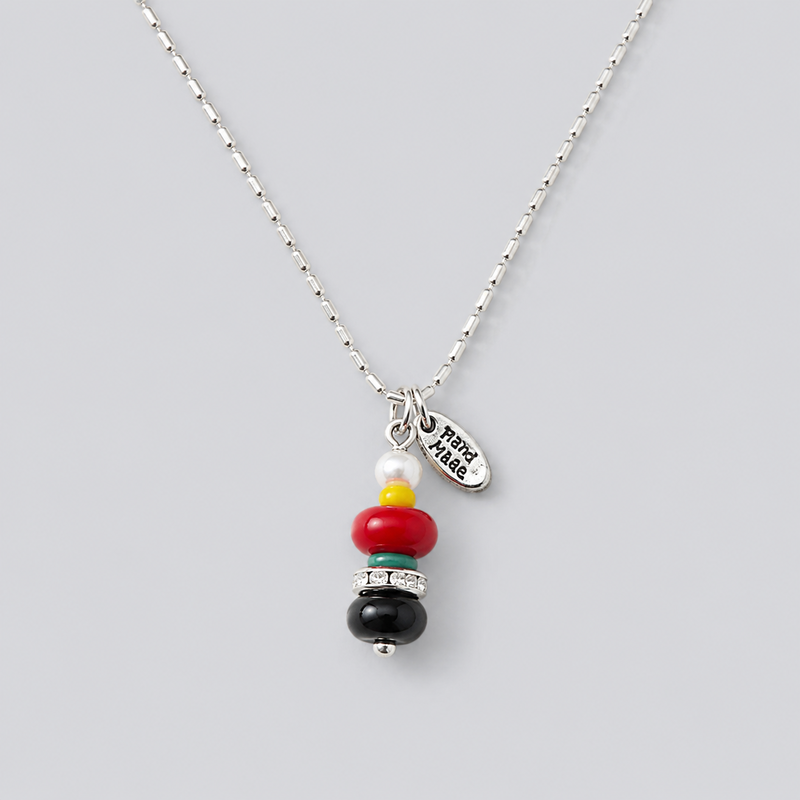 Retro-inspired Stone Geometric Beaded Retro Tower Necklace