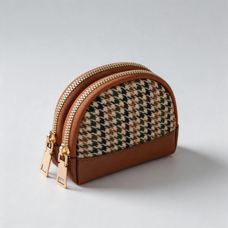 Plaid Shell Coin Pouch
