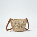 Faux Straw Basket Shoulder Bag