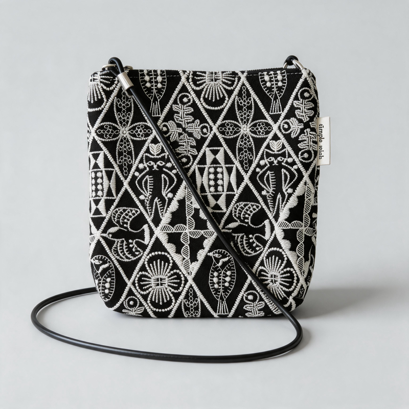 Vintage Embroidered Canvas Crossbody Pouch