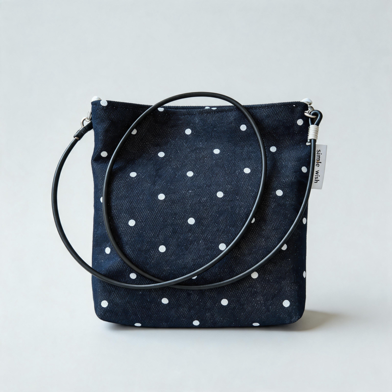 Vintage Minimal Striped Denim Linen Crossbody Bag