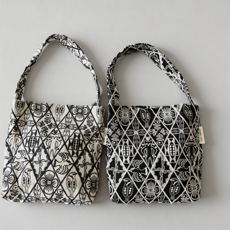 Vintage Embroidery Small Underarm Canvas Tote Bag