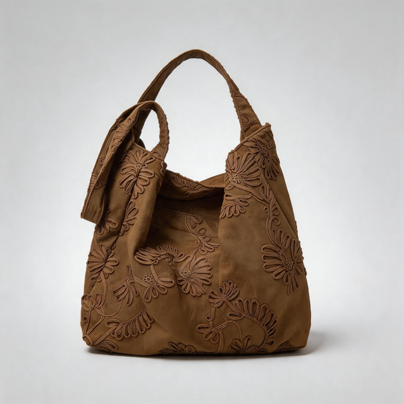 Vintage Floral Embroidered Large Capacity Crossbody Tote Bag