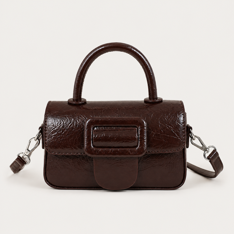 Faux Patent Leather Satchel Bag