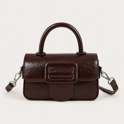 Faux Patent Leather Satchel Bag