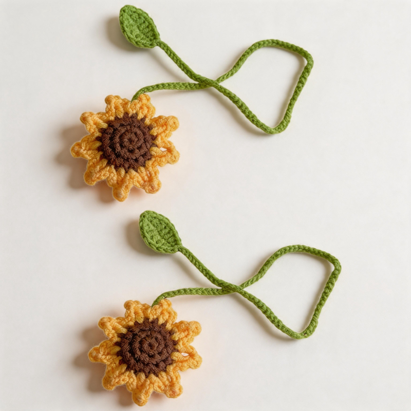 2PCS Knitted Crochet Flower Bag Charm Set
