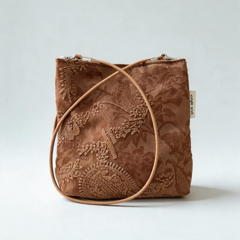 Vintage Floral Embossed Faux Suede Mini Crossbody Bag