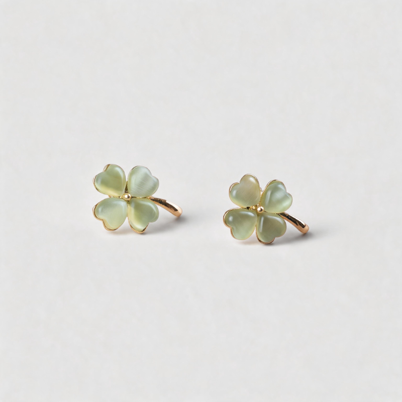 Aesthetic Cat Eye Stone Petal Flower Earrings