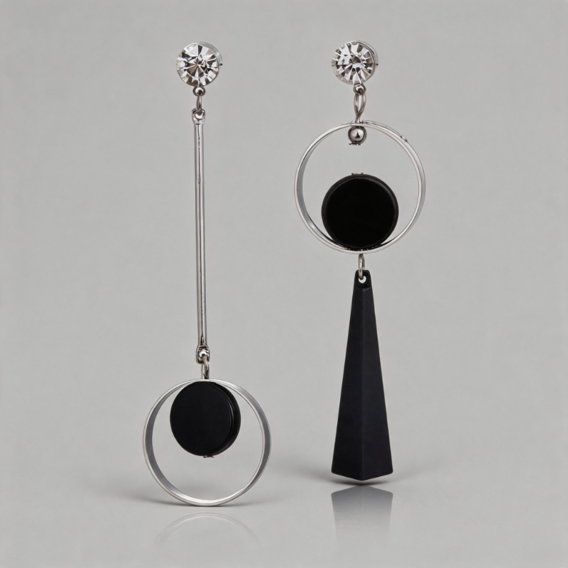 Lightweight Stone Long Pendant Geometric Circles Earrings