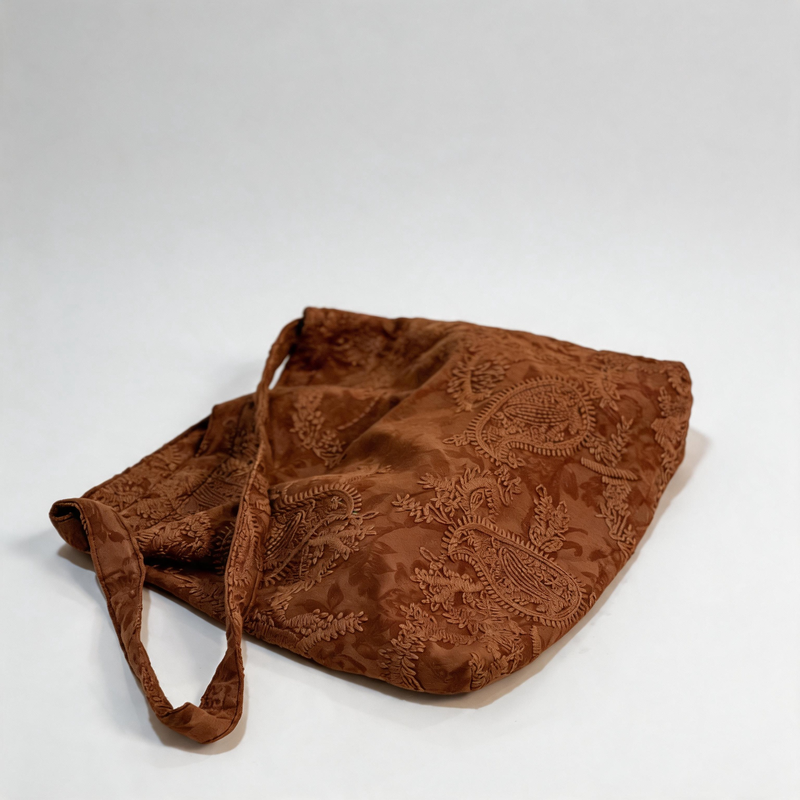 Vintage Floral Embroidered Large Capacity Crossbody Tote Bag