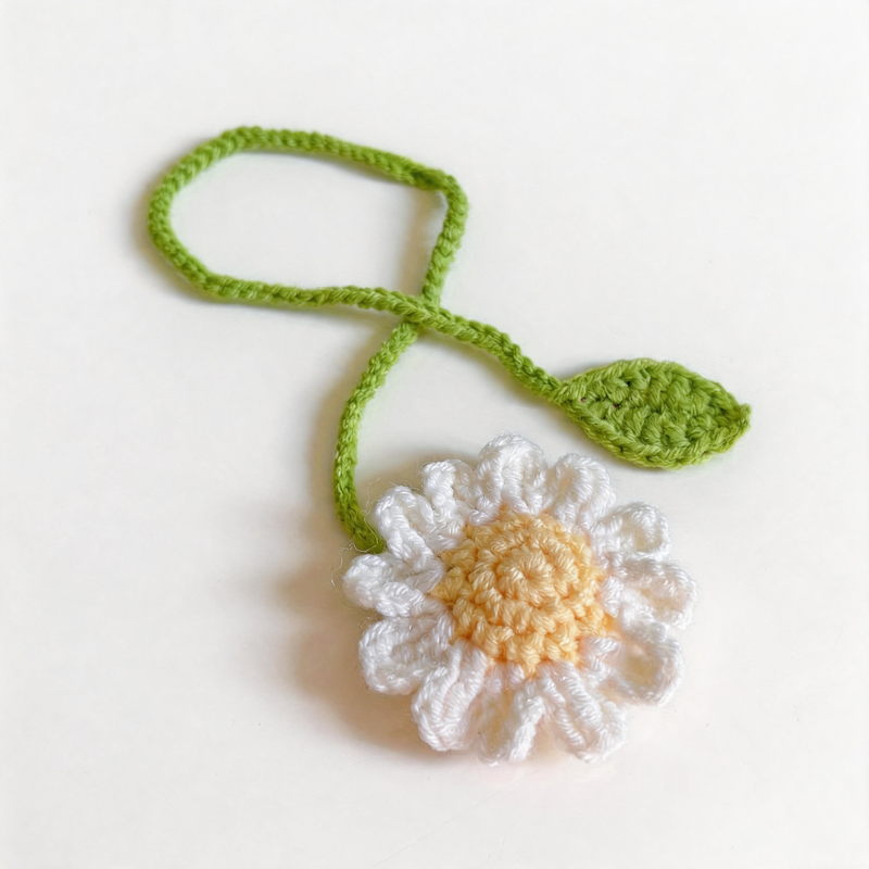 2PCS Knitted Crochet Flower Bag Charm Set