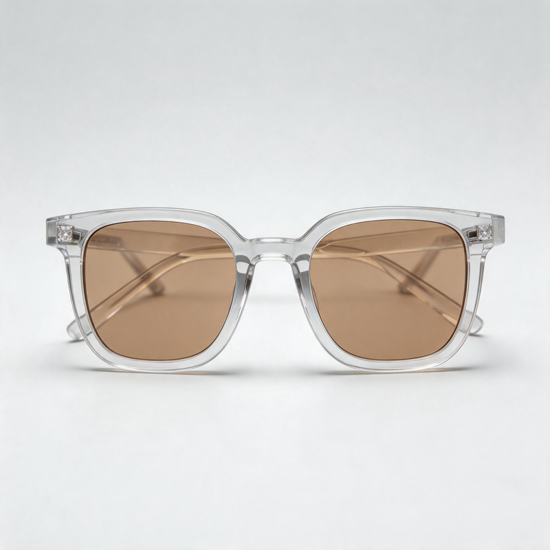 Black Frame Tea Tint Square Fashion Sunglasses