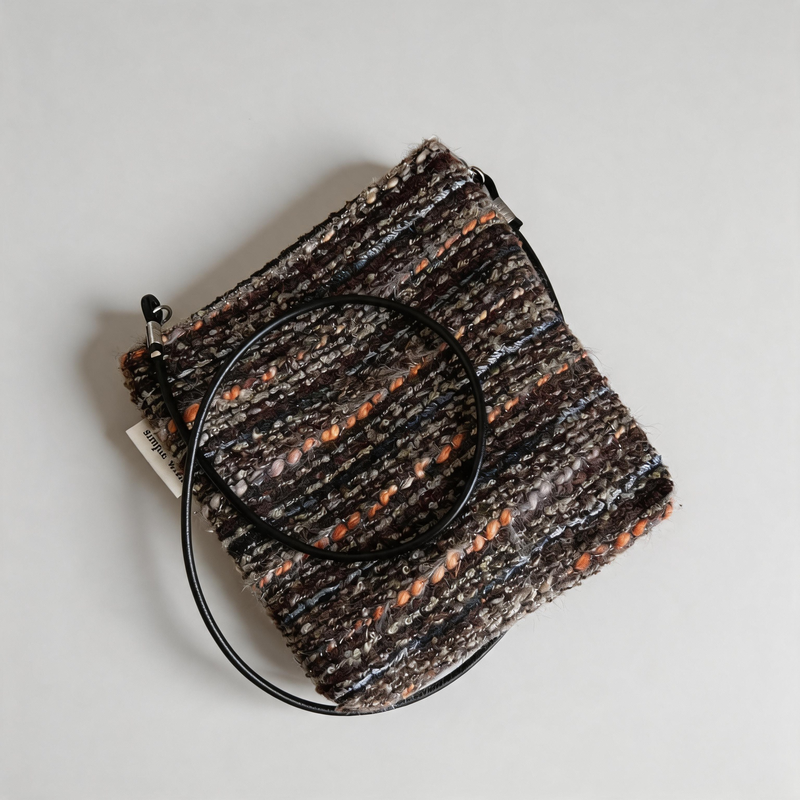 Minimalist Vintage Striped Woolen Crossbody Pouch