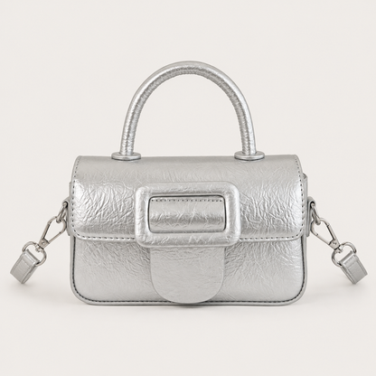 Faux Patent Leather Satchel Bag