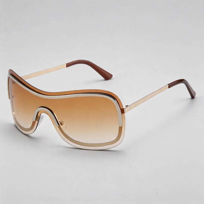 Integrated Wrap-Around Windproof Sports Shield Sunglasses