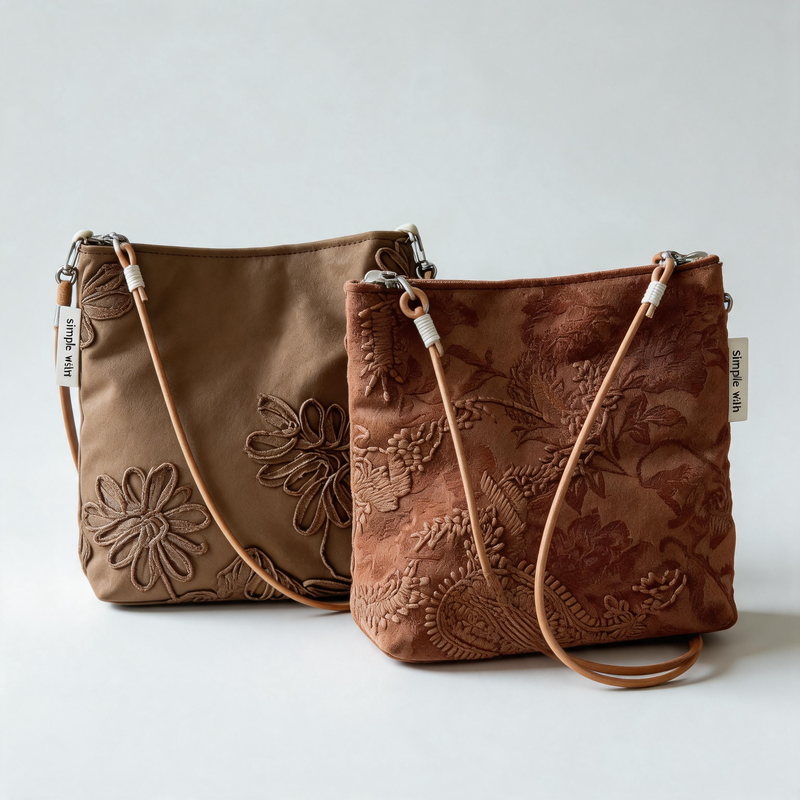 Vintage Floral Embossed Faux Suede Mini Crossbody Bag