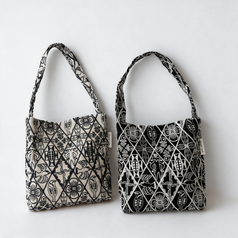 Vintage Embroidery Small Underarm Canvas Tote Bag