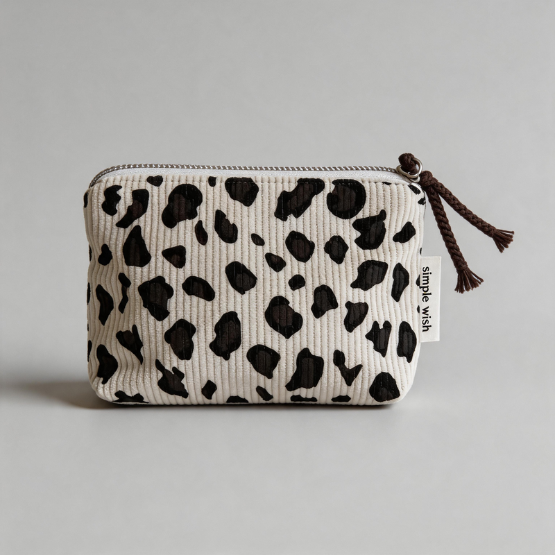 Retro Leopard Print Corduroy Zipper Mini Coin Purse