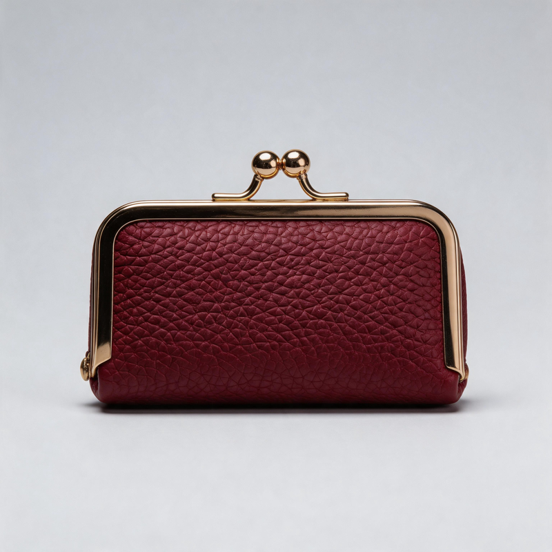 Faux Leather Kiss Lock Storage Wallet