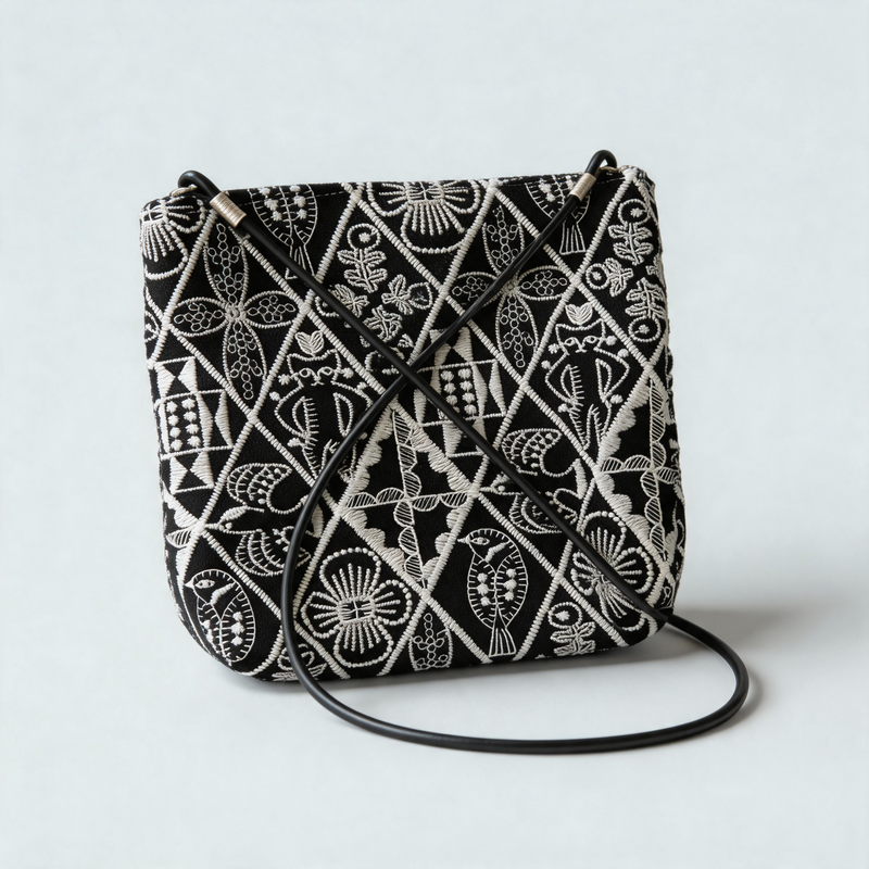 Vintage Embroidered Canvas Crossbody Pouch