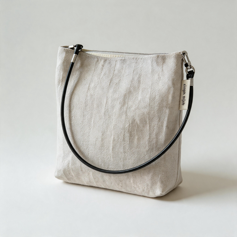 Vintage Minimal Striped Denim Linen Crossbody Bag