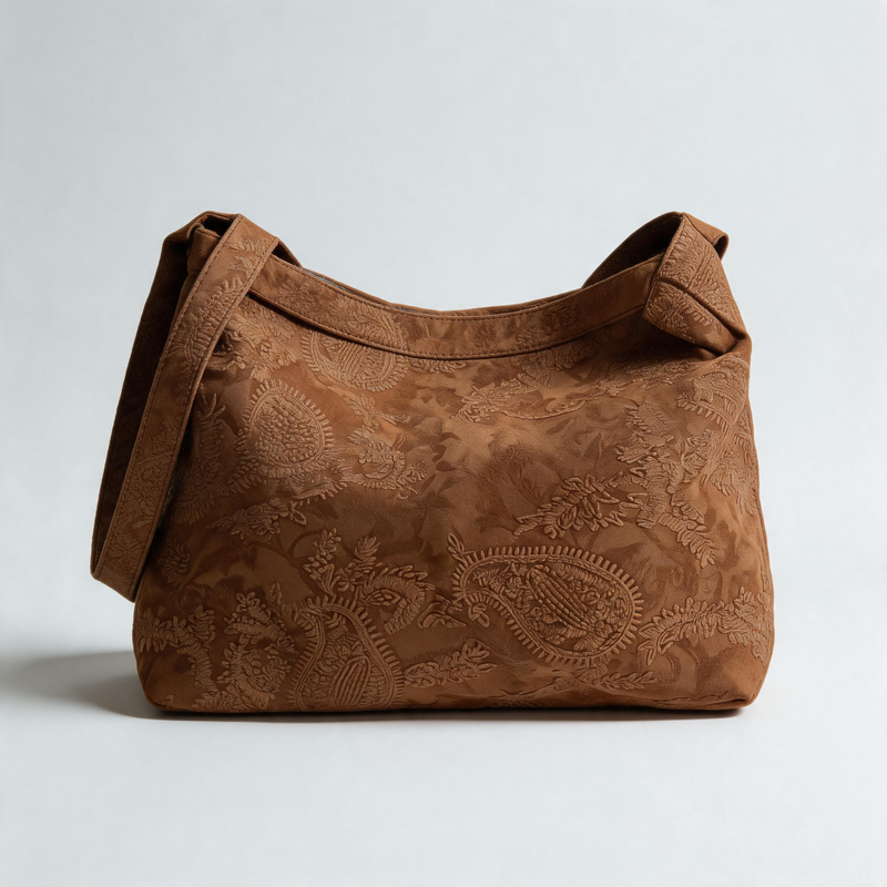Vintage Floral Embroidered Large Capacity Crossbody Tote Bag