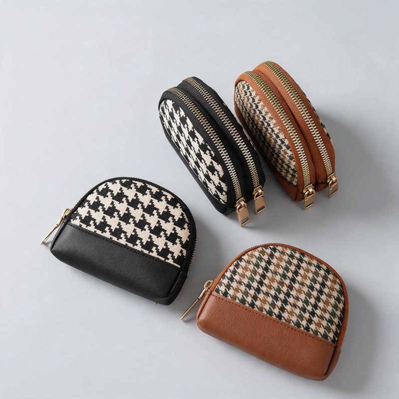Plaid Shell Coin Pouch