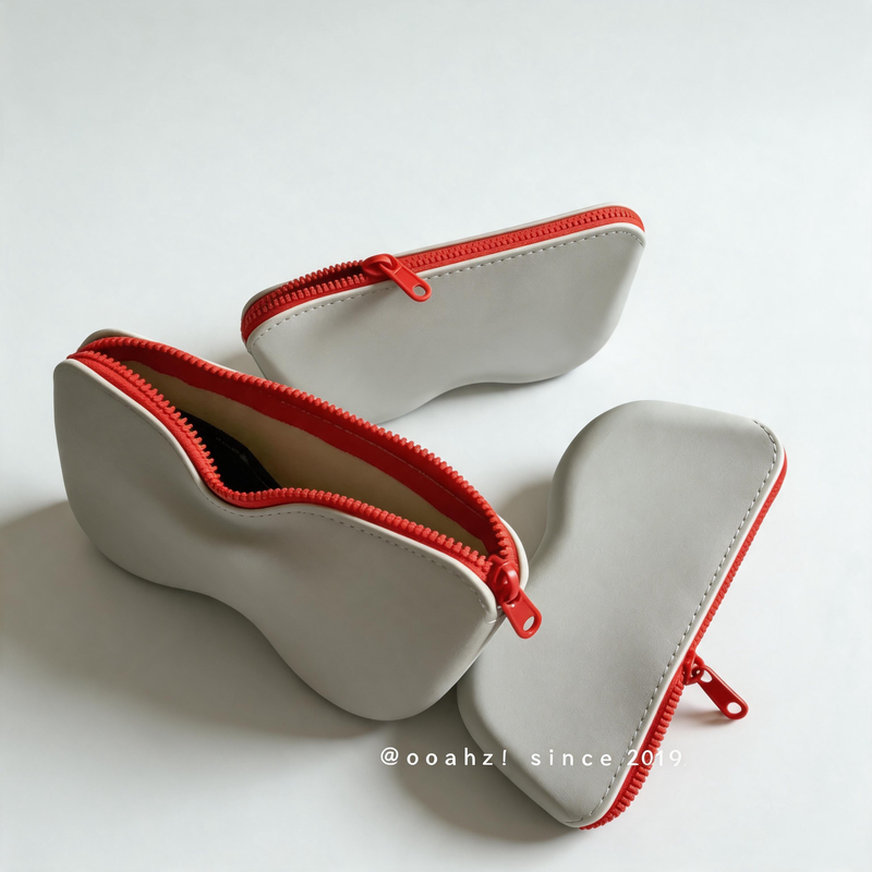 Silicone Matte Zipper Eyeglass Case Pouch