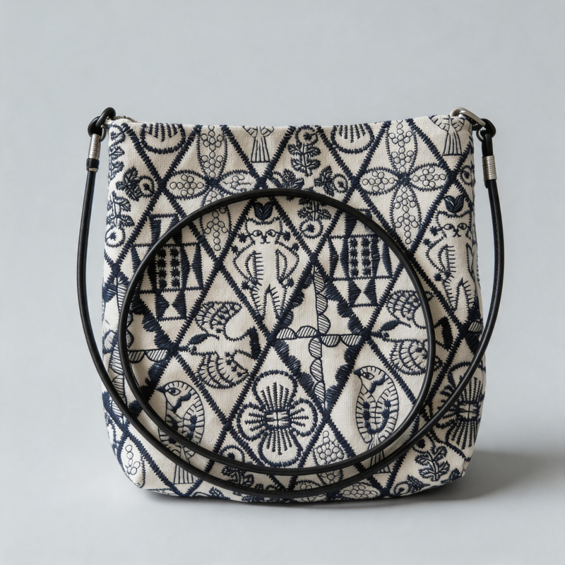 Vintage Embroidered Canvas Crossbody Pouch