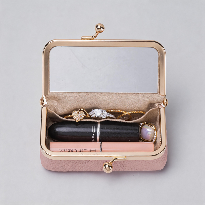 Faux Leather Kiss Lock Storage Wallet