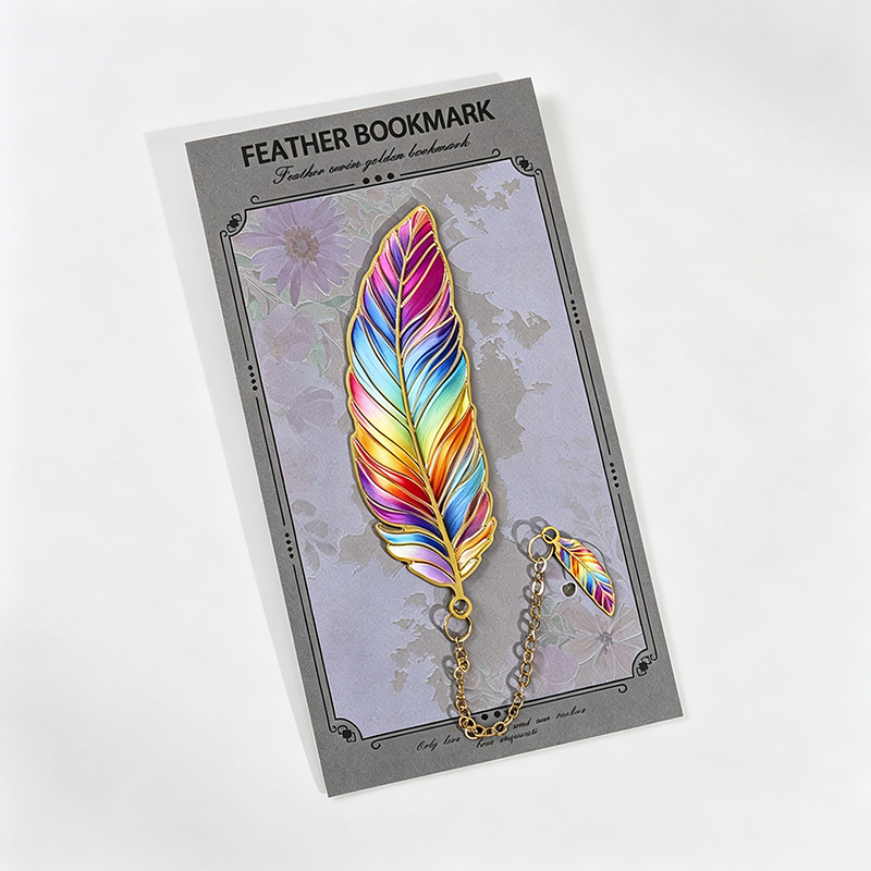 Feather Shaped Metal Bookmark