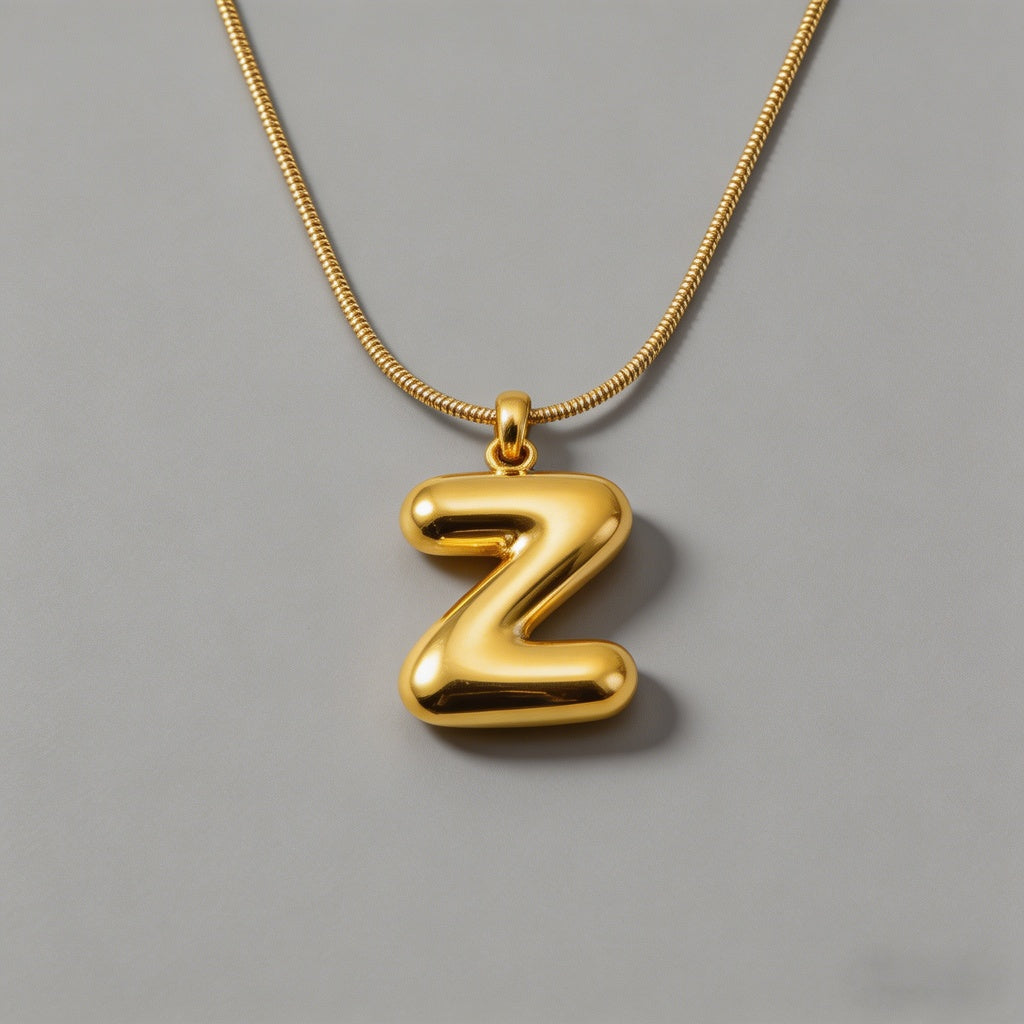 3D Bubble Letter Initial Neckl - Shopdayla Wholesale - #6706