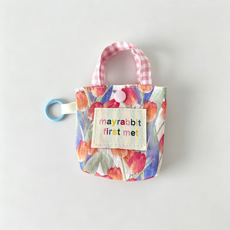Floral Fabric Mini Earphone Pouch