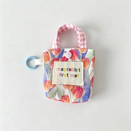 Floral Fabric Mini Earphone Pouch