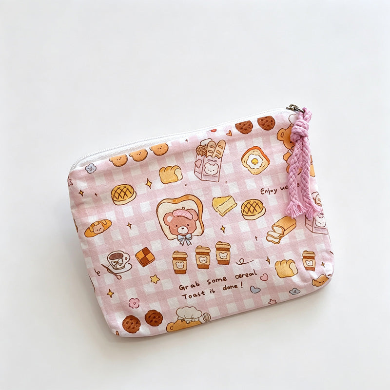 Bread Printed Fabric Mini Pouch