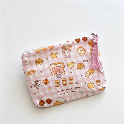Bread Printed Fabric Mini Pouch