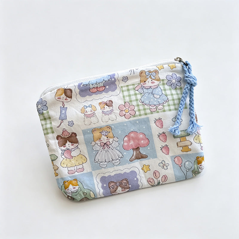 Bread Printed Fabric Mini Pouch